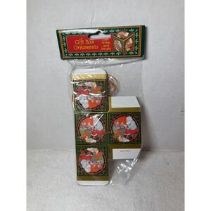 NOS Vintage 1994 Artmark Gift Box Christmas Ornaments Santa Qty 6‎